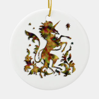 Unicorn Herald: Golden Agate on Plain White Ceramic Ornament