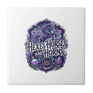 Unicorn Hexes Horses and Horns POD Ready POD Artwo Ceramic Tile