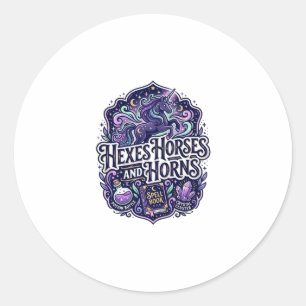 Unicorn Hexes Horses and Horns POD Ready POD Artwo Classic Round Sticker