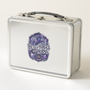 Unicorn Hexes Horses and Horns POD Ready POD Artwo Metal Lunch Box