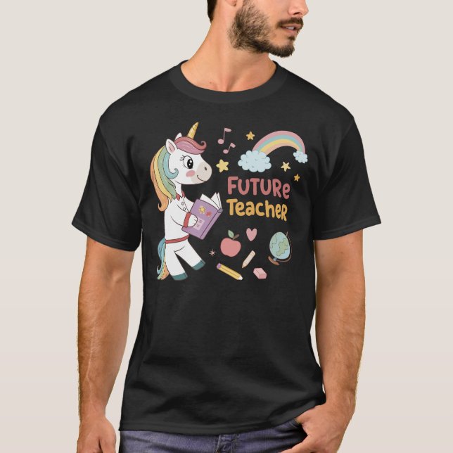 Unicorn Holding Book for Future Educators T-Shirt (Front)