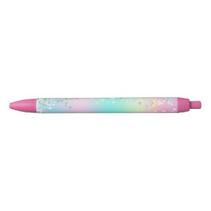 Unicorn Holographic Glitter Black Ink Pen