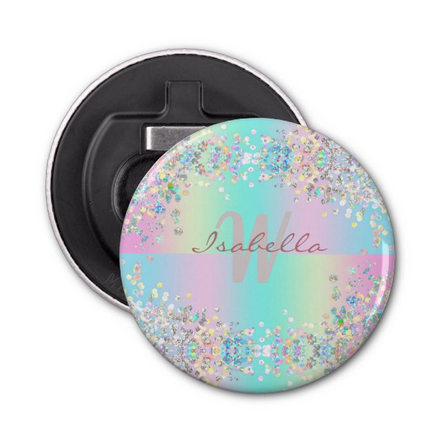 Unicorn Holographic Glitter Bottle Opener (Front)