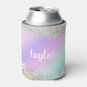 Unicorn holographic glitter can cooler