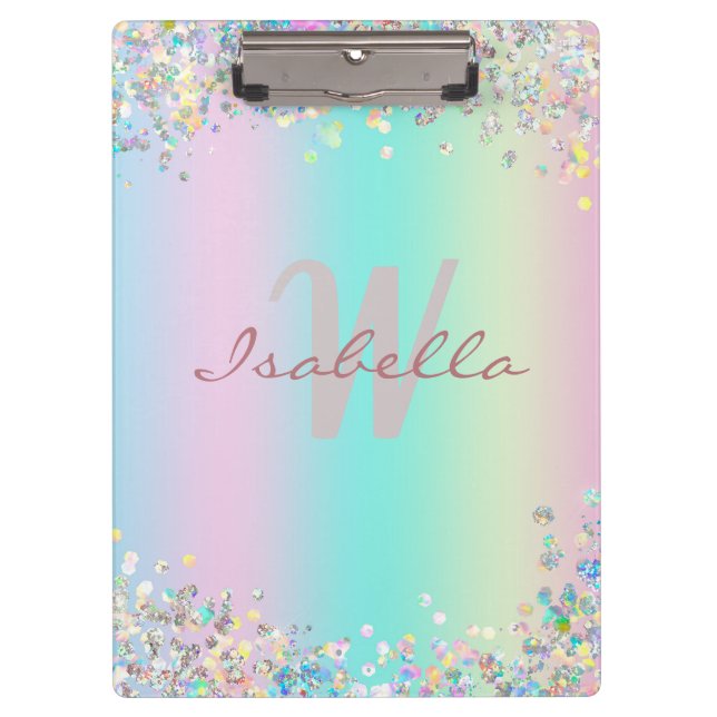 Unicorn Holographic Glitter Clipboard (Front)