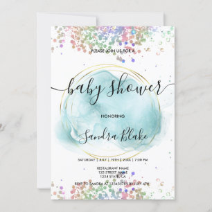 Unicorn Holographic Glitter Drips Baby Shower  Invitation