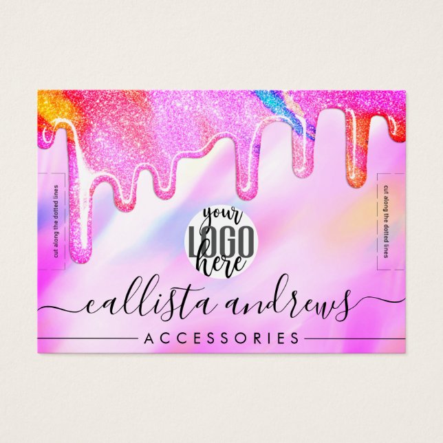 Unicorn Holographic Glitter Drips Logo Bracelet (Front)