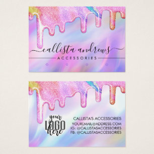 Unicorn Holographic Glitter Drips Low Earring Logo