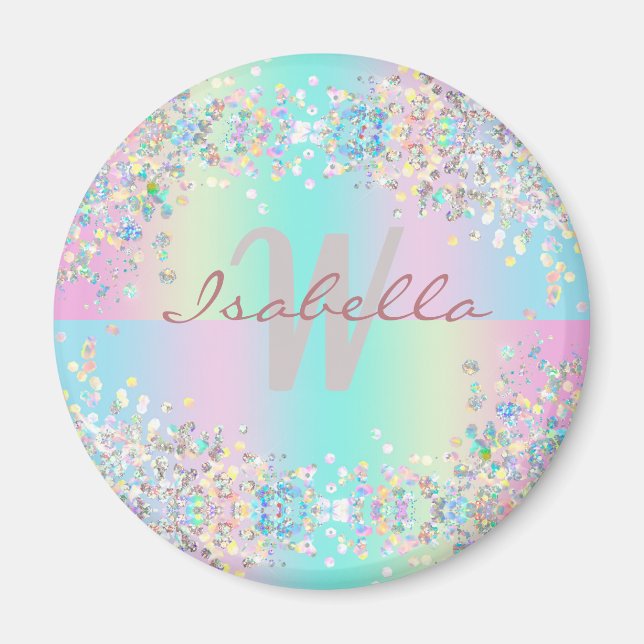 Unicorn Holographic Glitter Magnet (Front)