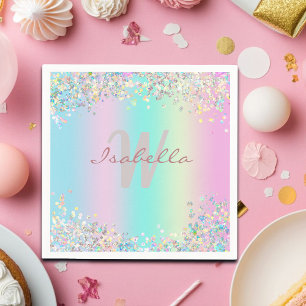 Unicorn Holographic Glitter Napkin