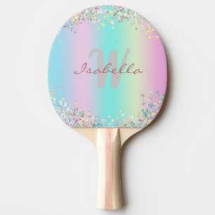 Unicorn Holographic Glitter Ping Pong Paddle