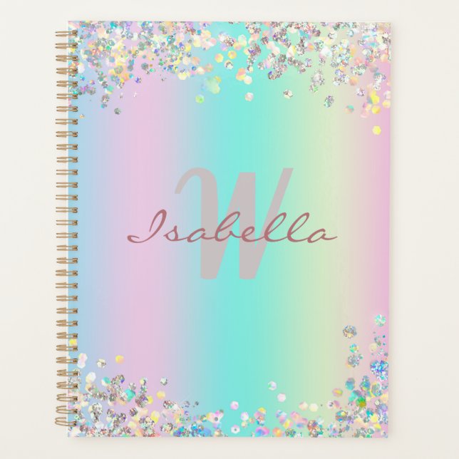 Unicorn Holographic Glitter Planner (Front)