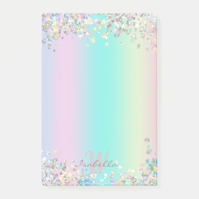 Unicorn Holographic Glitter Post-it Notes (Front)