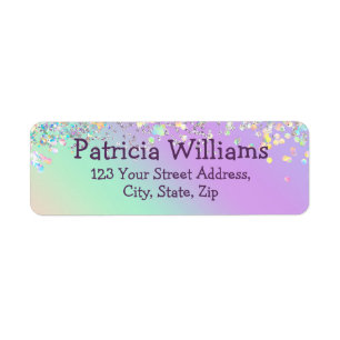 Unicorn Holographic Glitter Return Address Label
