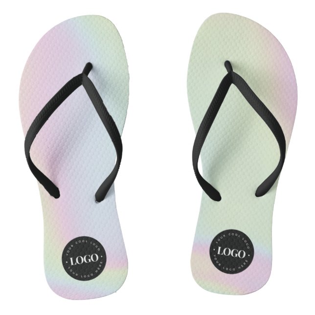 Unicorn Holographic Rainbow Custom Business Logo Thongs (Footbed)