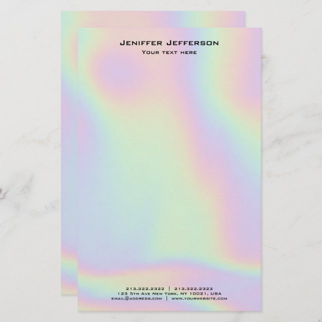 Unicorn holographic Stationery (Front/Back)
