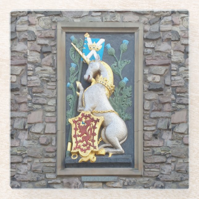 Unicorn, Holyrood Palace Glass Coaster (Front)