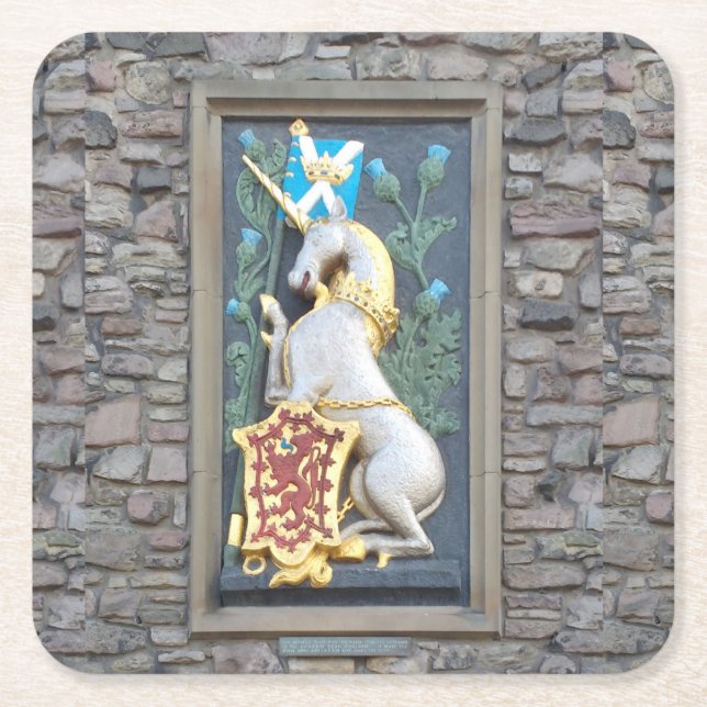 Unicorn, Holyrood Palace Square Paper Coaster (Front)