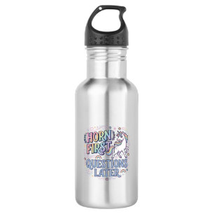 Unicorn Horn First Questions Later Adorable Sticke 532 Ml Water Bottle