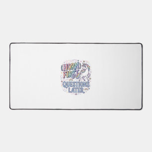 Unicorn Horn First Questions Later Adorable Sticke Desk Mat