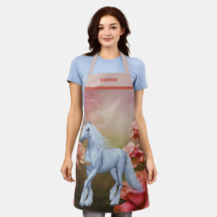 Unicorn Horse And Roses Personalised Apron