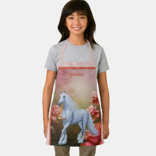 Unicorn Horse And Roses Personalised Apron