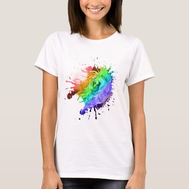 unicorn horse pony equine pegasus rainbow wings T-Shirt (Front)