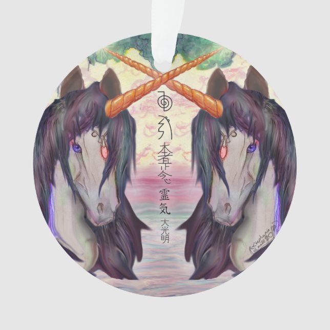 unicorn horse pony equine pegasus winged reiki ornament (Front)