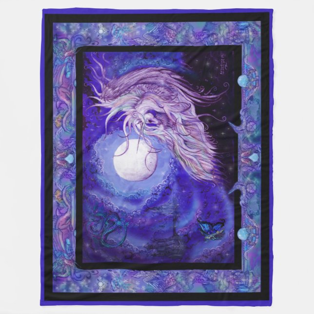 Unicorn horse pony equine purple blue pegasus eque fleece blanket (Front)