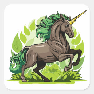 Unicorn horse square sticker