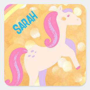 Unicorn horse with name Phone Case Square Sticker