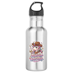 Unicorn Howdy Unicorn Gift Idea Sticker and Shirt 532 Ml Water Bottle