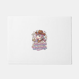 Unicorn Howdy Unicorn Gift Idea Sticker and Shirt Doormat