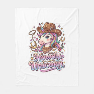 Unicorn Howdy Unicorn Gift Idea Sticker and Shirt Fleece Blanket