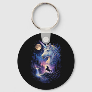 Unicorn Howling to The Moon Vintage 90s Unicorn Key Ring