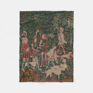 Unicorn Hunt Mediaeval Art - Hunt Begins Fleece Blanket