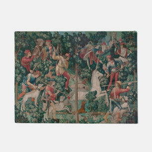 Unicorn Hunt Mediaeval Art - Unicorn Is Attacked Doormat