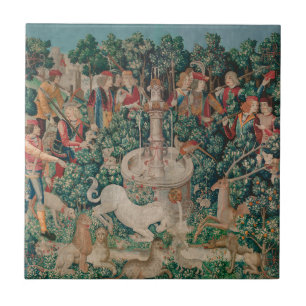 Unicorn Hunt Mediaeval Art - Unicorn Is Found Ceramic Tile
