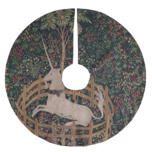 Unicorn Hunt Mediaeval Art - Unicorn Rests in Gard Brushed Polyester Tree Skirt