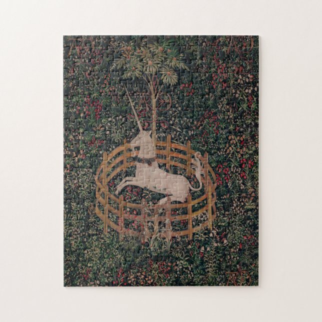 Unicorn Hunt Mediaeval Art - Unicorn Rests in Gard Jigsaw Puzzle (Vertical)
