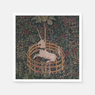 Unicorn Hunt Mediaeval Art - Unicorn Rests in Gard Napkin