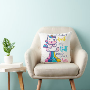 Unicorn I Didn't Fart My Butt Blew You A Kiss Cushion