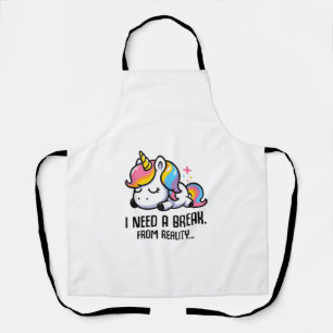 Unicorn I Need A Break From Reality Napping Unicor Apron