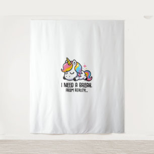 Unicorn I Need A Break From Reality Napping Unicor Tapestry