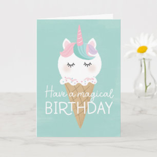 Unicorn Ice cream birthday card