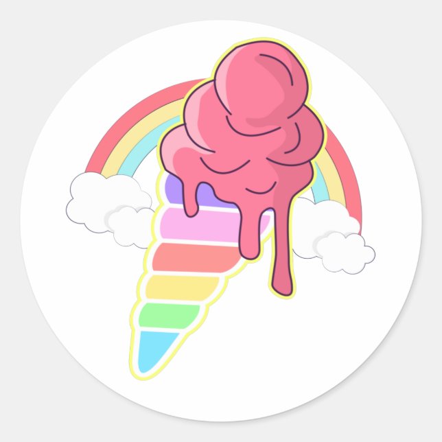 Unicorn Ice Cream Classic Round Sticker (Front)