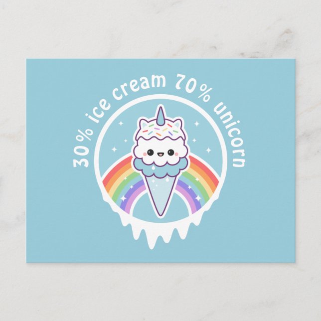 Unicorn Ice Cream Cone Postcard (Front)