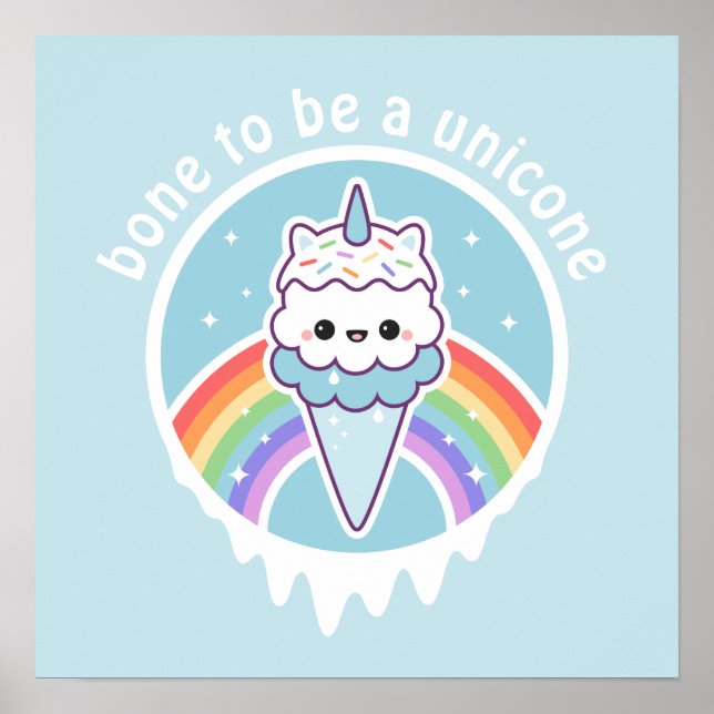Unicorn Ice Cream Cone Poster (Front)