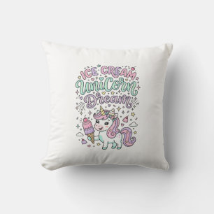 Unicorn Ice Cream Unicorn Dream Cute Pastel Produc Cushion