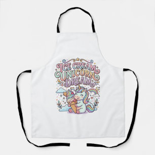 Unicorn Ice Cream Unicorn Dream Funny Typography D Apron
